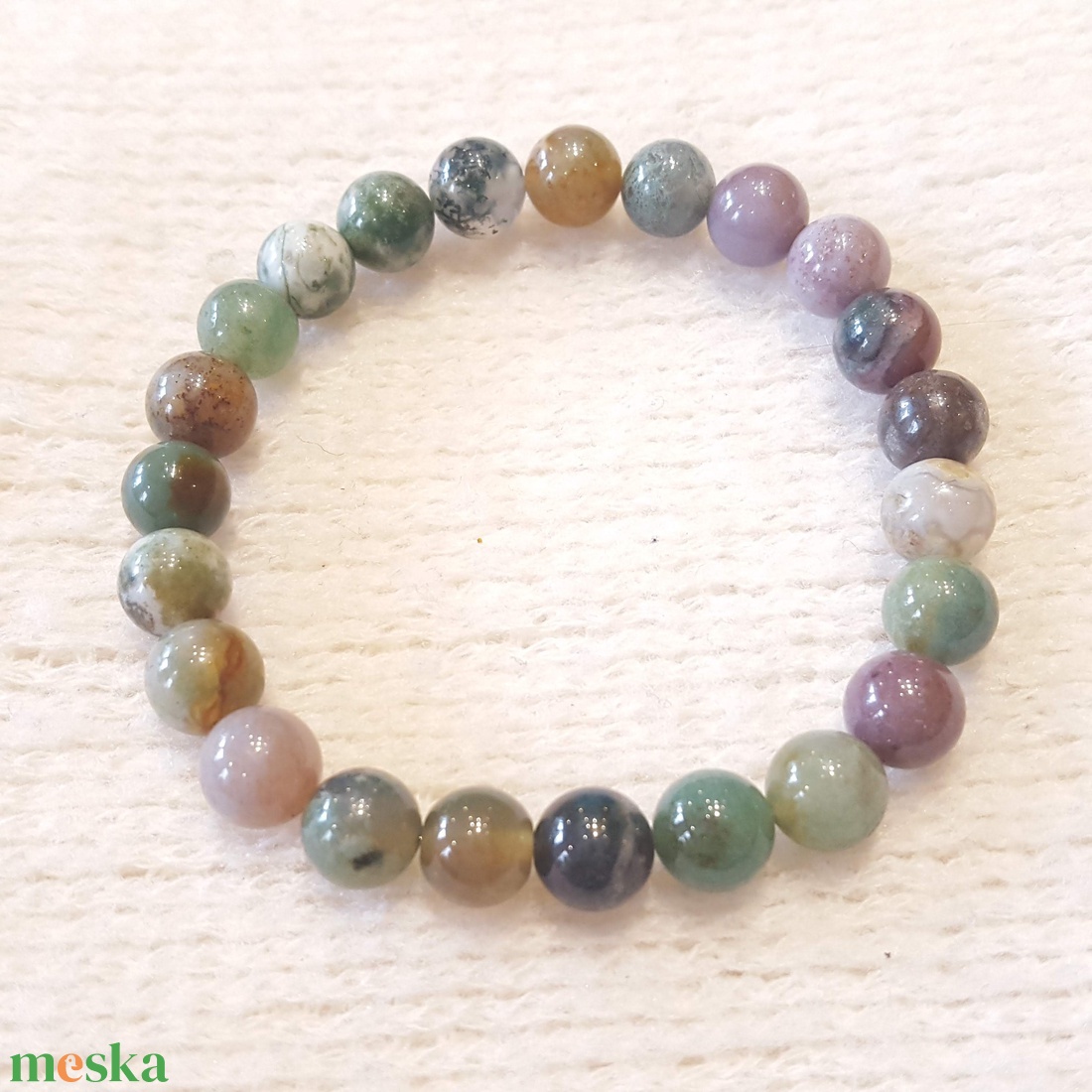 Pompás achát bogyós karkötő gumis(8 mm) - ékszer - karkötő - bogyós karkötő - Meska.hu