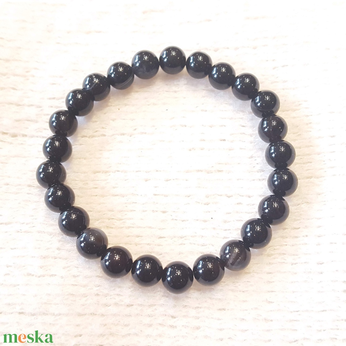 Pompás ónix bogyós karkötő gumis(8 mm) - ékszer - karkötő - bogyós karkötő - Meska.hu