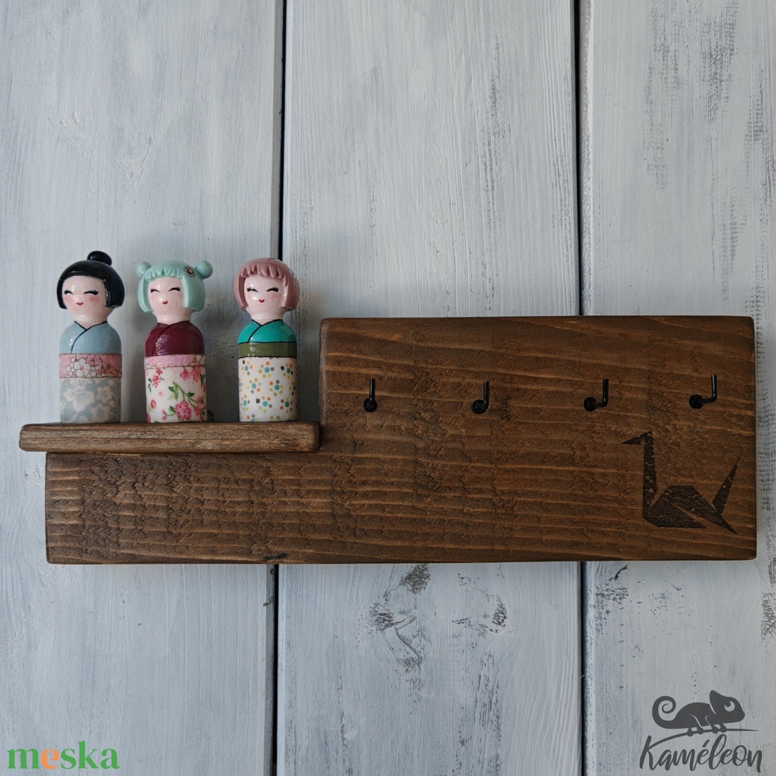 FABRIKA város - 3 kokeshi - otthon & életmód - tárolás & rendszerezés - fali tároló - Meska.hu