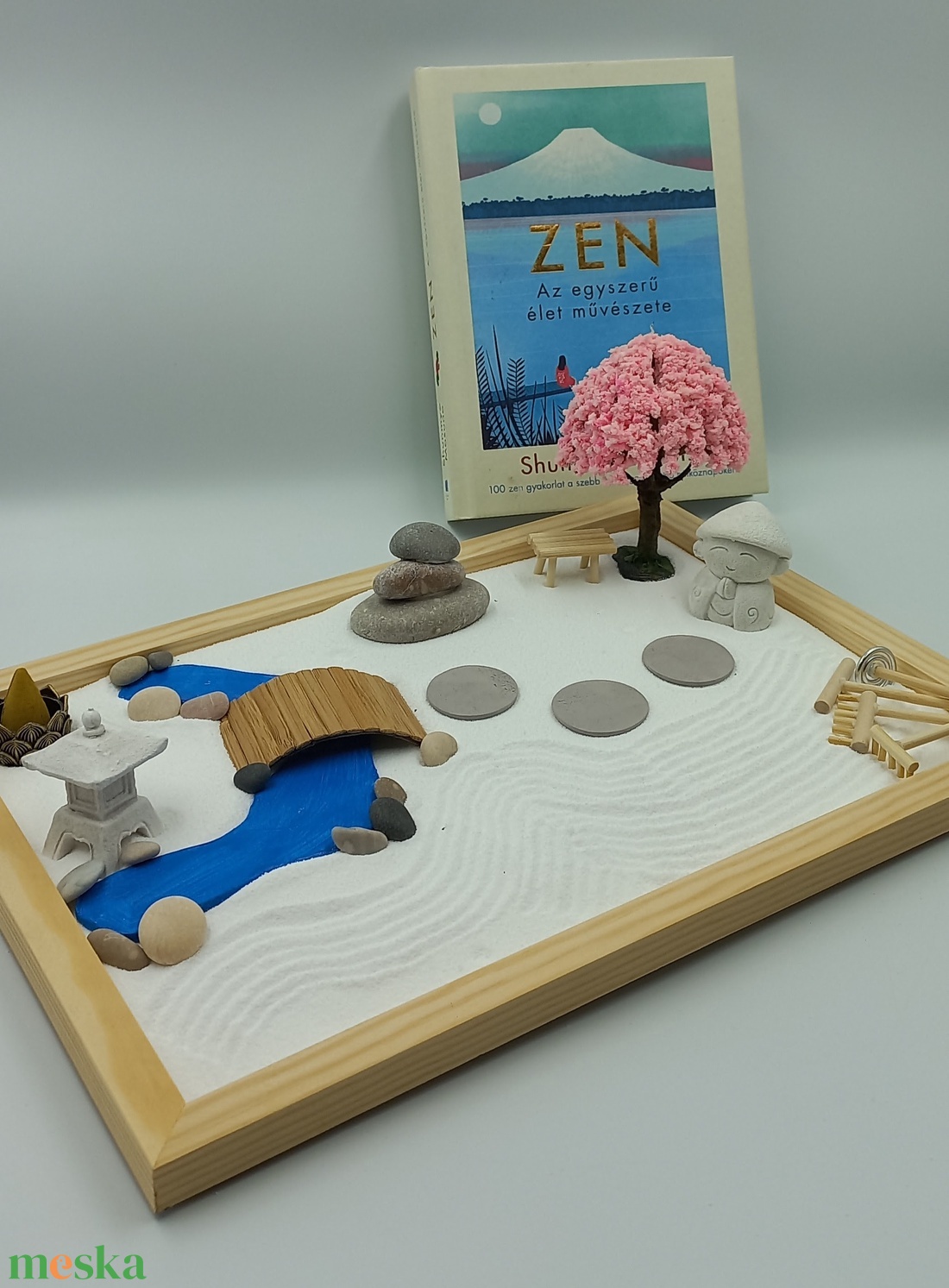 Japánkert (nagy)- füstölővel, híddal és patakkal, fával, kőlámpással és szerzetessel - otthon & életmód - dekoráció - dísztárgy - Meska.hu