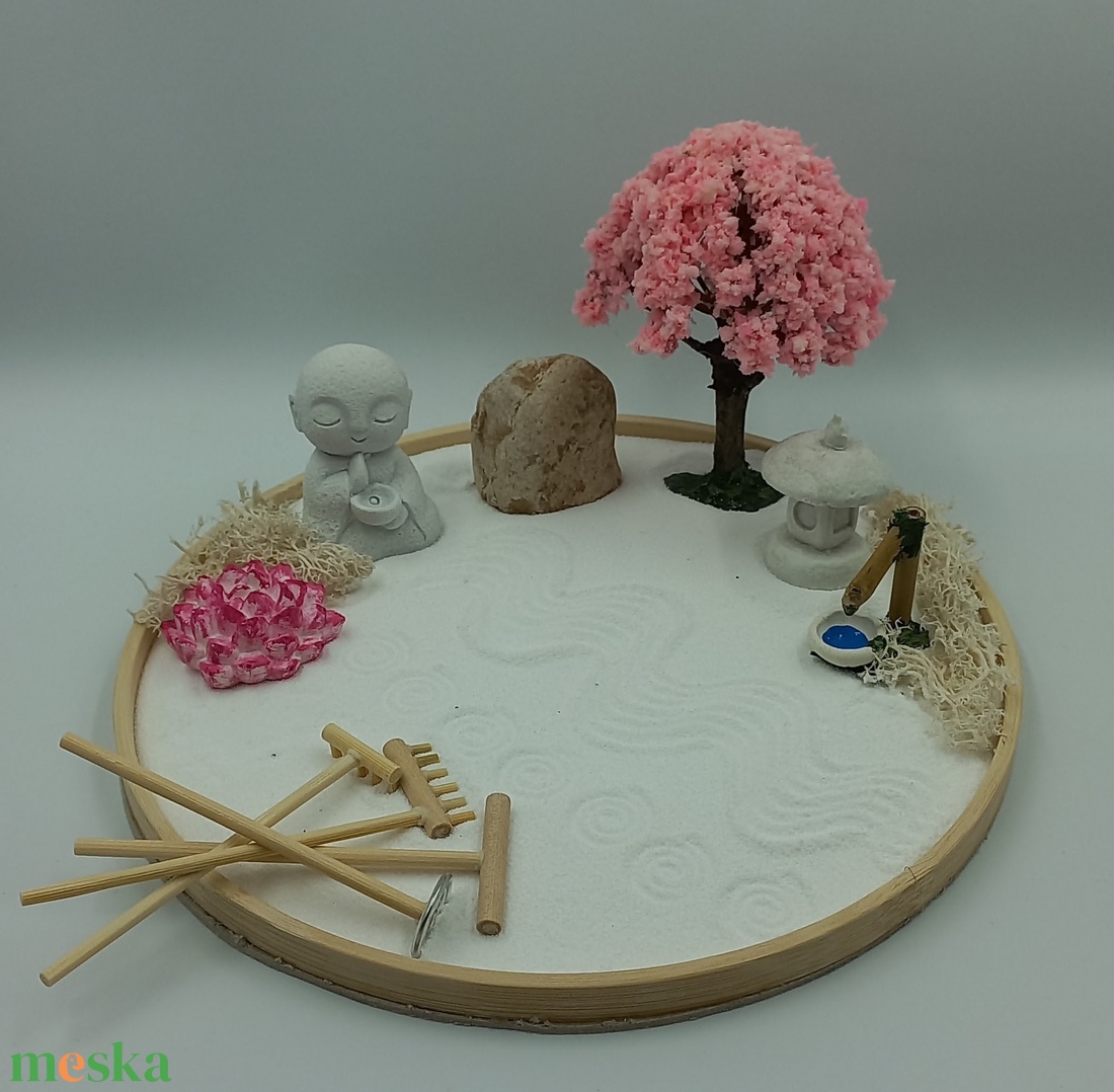 Japánkert (nagy)- virágzó fával, csobogóval, kőlámpással és Dzsizóval - diy (csináld magad) - egységcsomag - Meska.hu