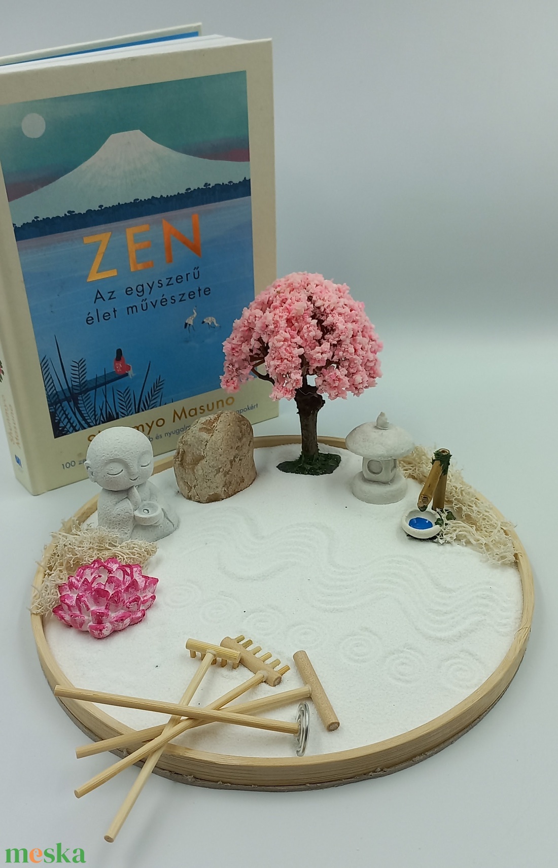 Japánkert (nagy)- virágzó fával, csobogóval, kőlámpással és Dzsizóval - diy (csináld magad) - egységcsomag - Meska.hu