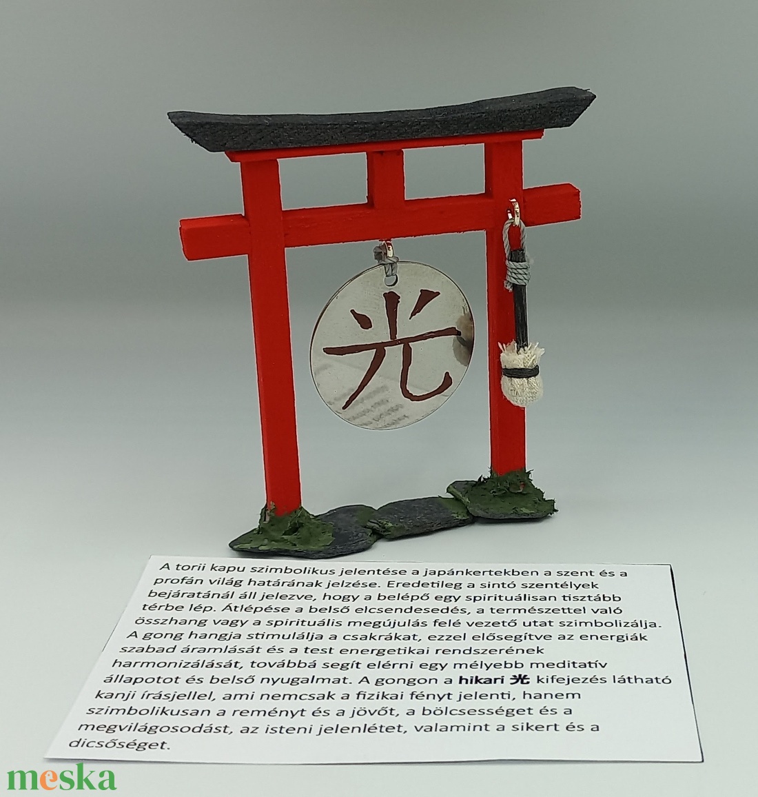 Torii kapu gonggal - Japánkert kiegészítő - otthon & életmód - dekoráció - asztal és polc dekoráció - japánkert - Meska.hu