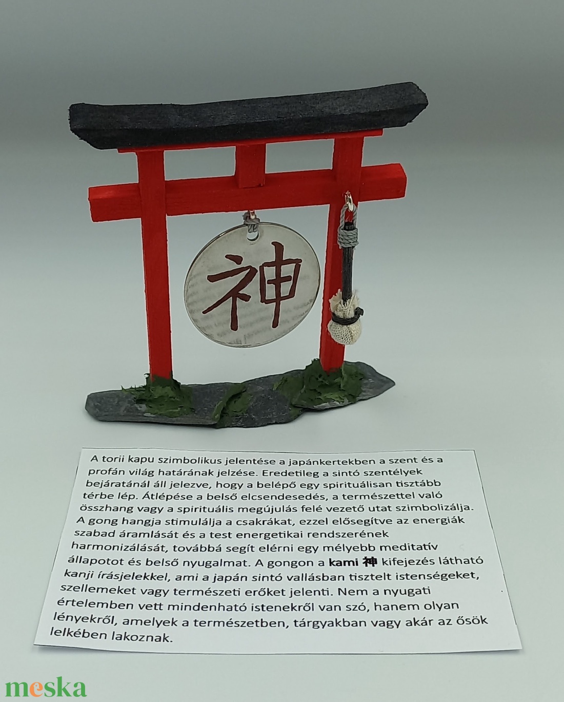 Torii kapu gonggal - Japánkert kiegészítő - otthon & életmód - dekoráció - asztal és polc dekoráció - japánkert - Meska.hu