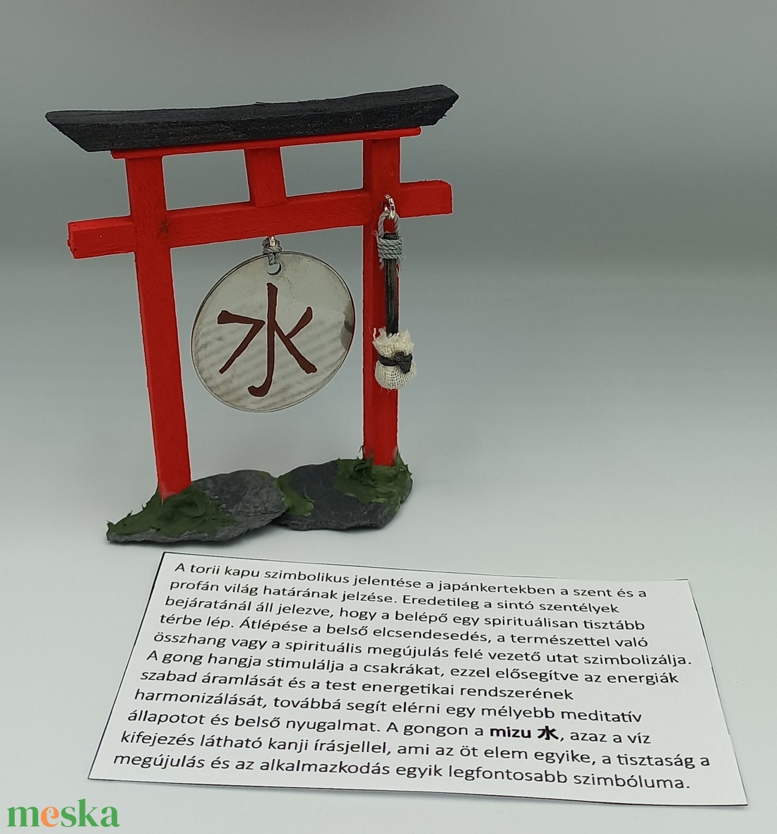 Torii kapu gonggal - Japánkert kiegészítő - otthon & életmód - dekoráció - asztal és polc dekoráció - japánkert - Meska.hu