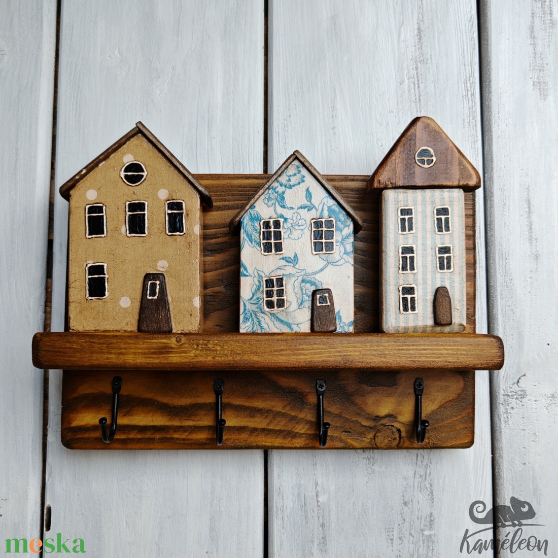 FABRIKA város - kék rózsás ház - otthon & életmód - tárolás & rendszerezés - fali tároló - Meska.hu