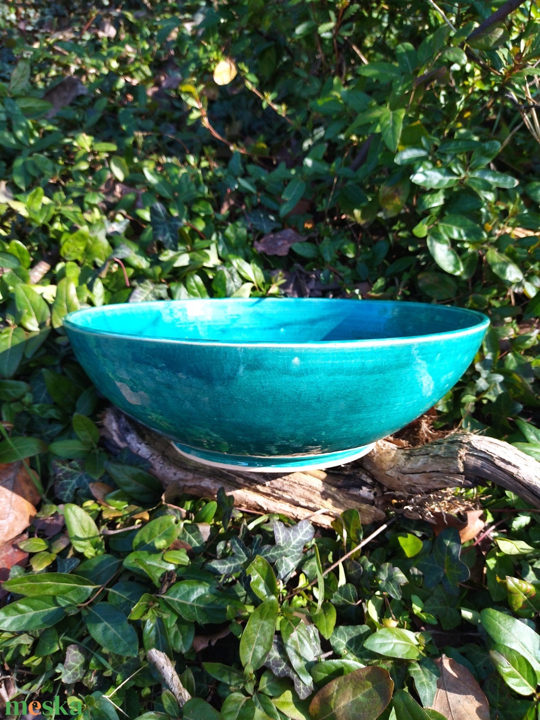 Türkiz kerámia mosdótál csipke mintával - otthon & életmód - fürdőszoba - mosdótál - Meska.hu