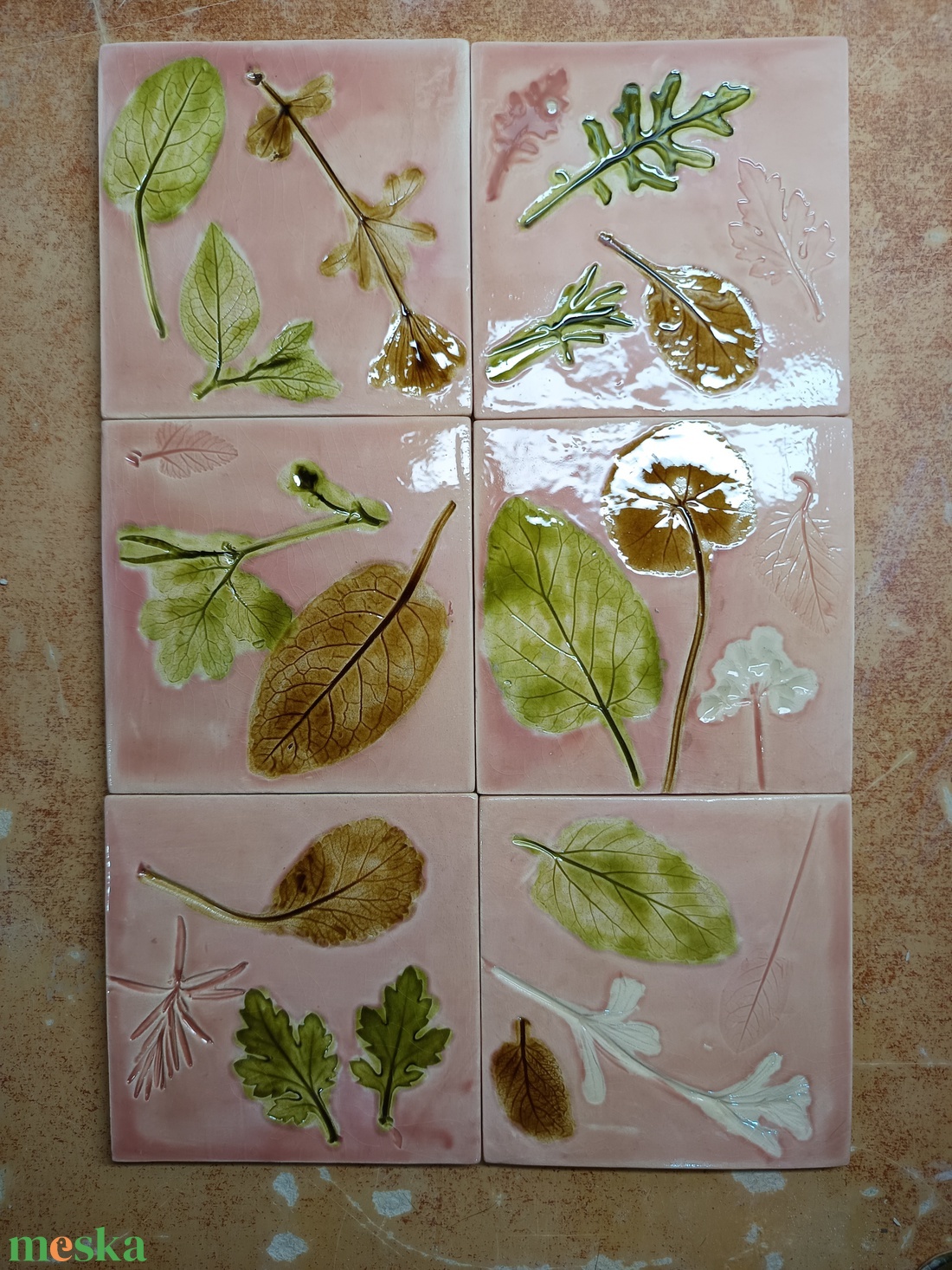 Kerámia lenyomatos csempe - otthon & életmód - fürdőszoba - mosdótál - Meska.hu