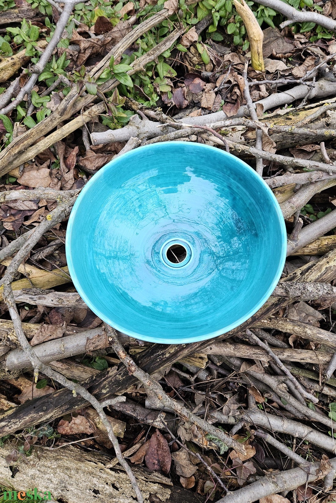 Kerámia mosdótál turkiz - otthon & életmód - fürdőszoba - mosdótál - Meska.hu