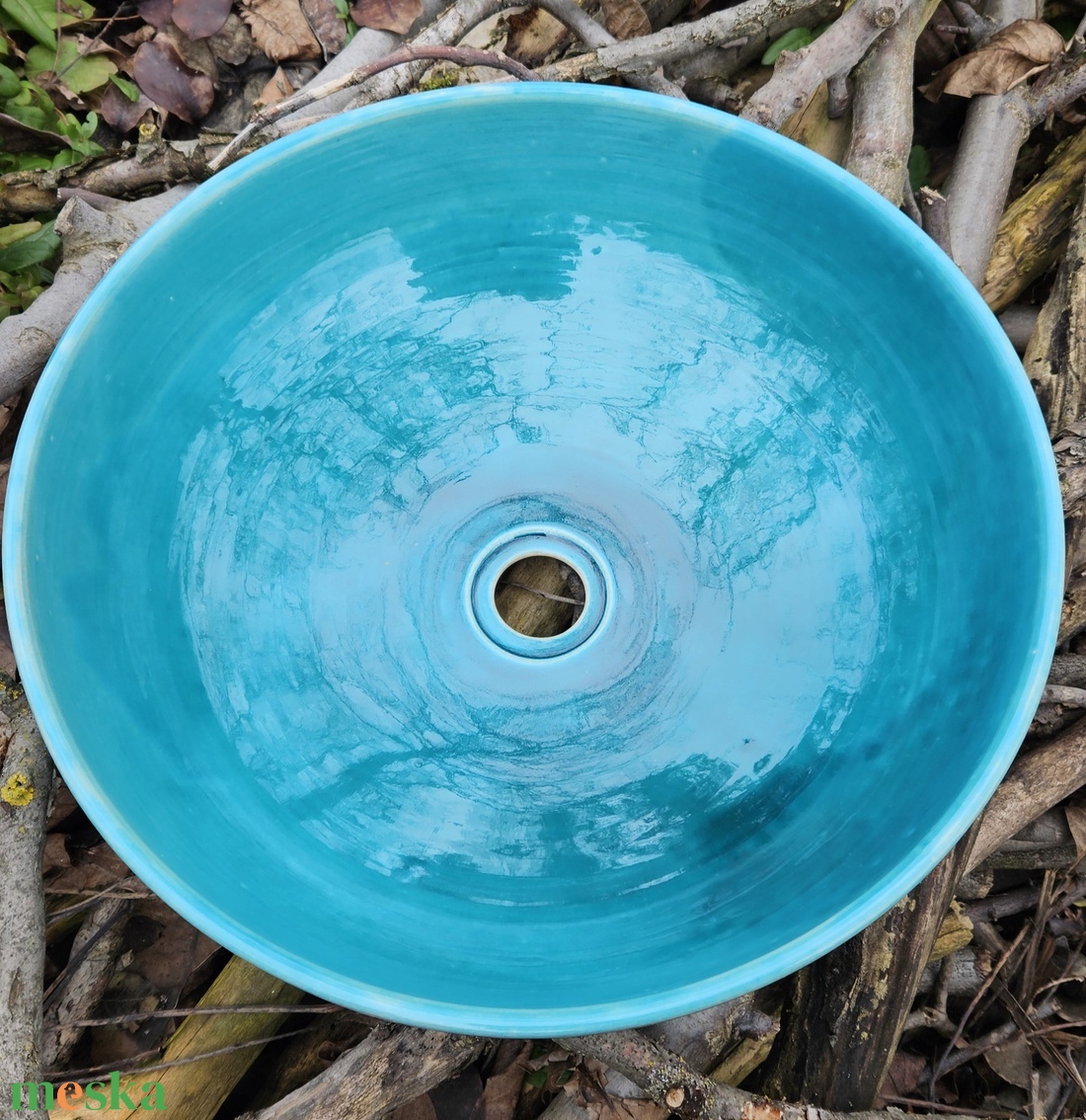 Kerámia mosdótál turkiz - otthon & életmód - fürdőszoba - mosdótál - Meska.hu