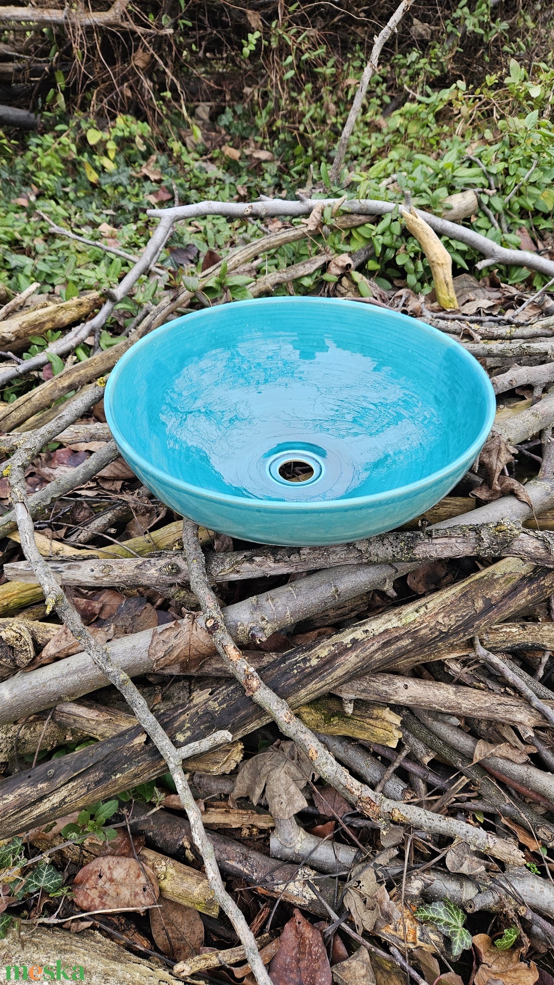 Kerámia mosdótál turkiz - otthon & életmód - fürdőszoba - mosdótál - Meska.hu