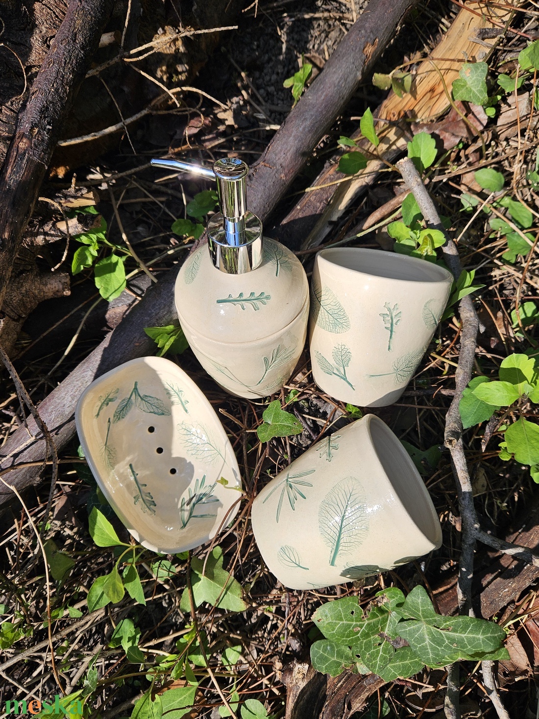 Fürdőszobai kiegészítő szett - otthon & életmód - fürdőszoba - szappantartó - Meska.hu