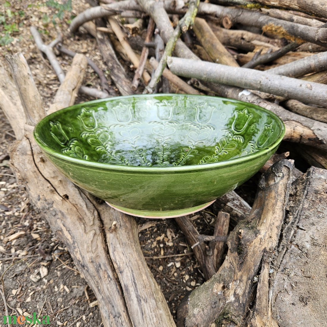 Tulipános kerámia mosdótál  - otthon & életmód - fürdőszoba - mosdótál - Meska.hu