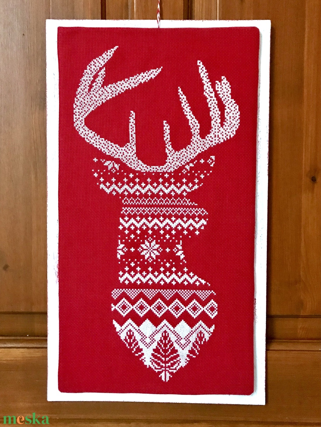 Hímzett kép - Szarvas - otthon & életmód - dekoráció - ajtó- és ablak dekoráció - ajtódísz & kopogtató - Meska.hu