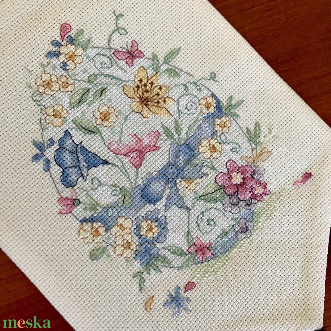 Ajtódísz - húsvét - művészet - textilkép - keresztszemes - Meska.hu