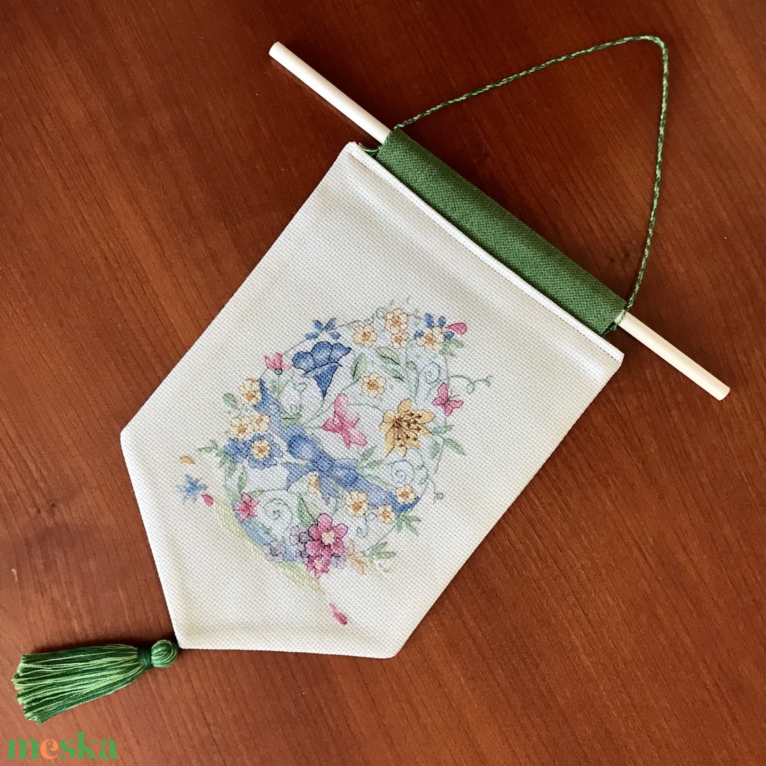 Ajtódísz - húsvét - művészet - textilkép - keresztszemes - Meska.hu