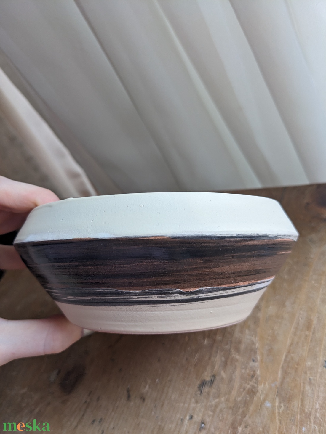 Csíkos kerámia tál  - otthon & életmód - dekoráció - asztal és polc dekoráció - dekorációs tál, tartó - Meska.hu