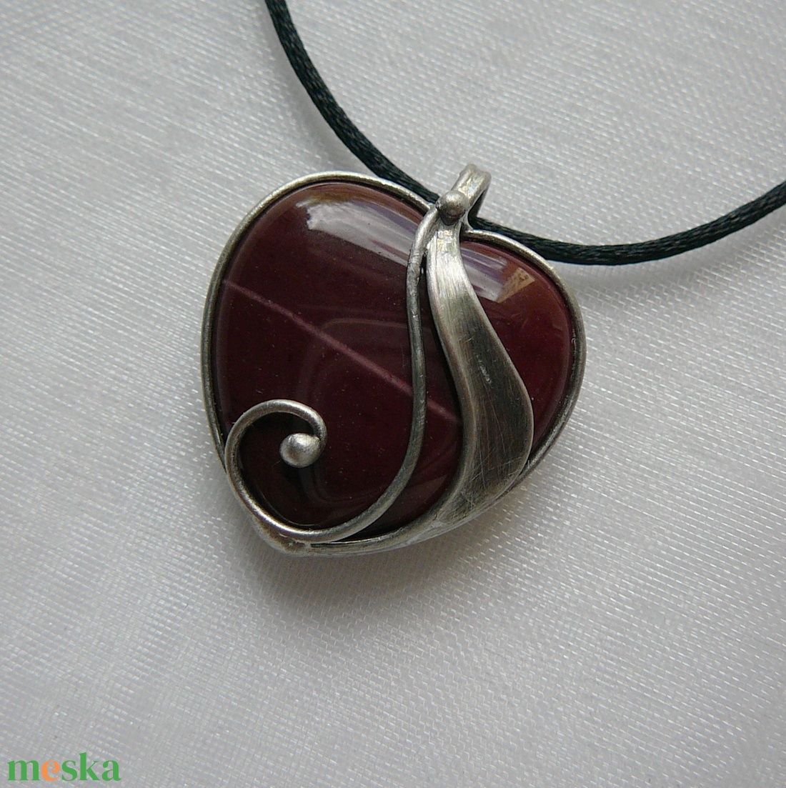 Mokka jáspis mini szív medál - ékszer - nyaklánc - medálos nyaklánc - Meska.hu