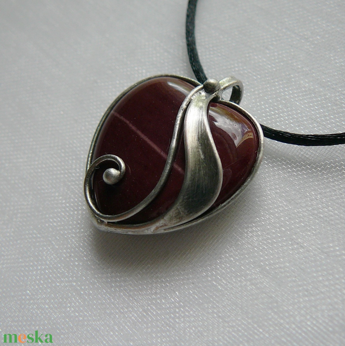 Mokka jáspis mini szív medál - ékszer - nyaklánc - medálos nyaklánc - Meska.hu