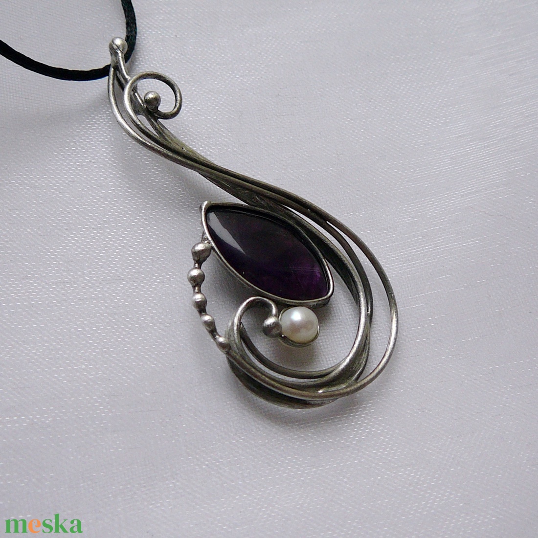 Ametiszt medál - ékszer - nyaklánc - medálos nyaklánc - Meska.hu
