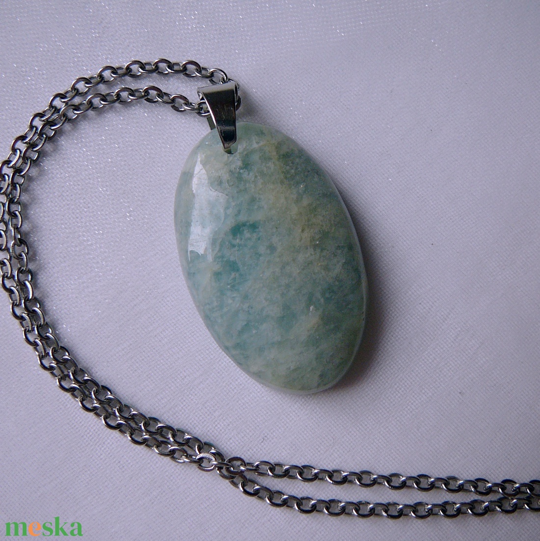 Akvamarin medálos nyaklánc - ékszer - nyaklánc - medál - Meska.hu