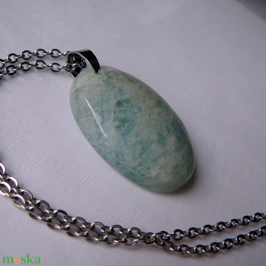 Akvamarin medálos nyaklánc - ékszer - nyaklánc - medál - Meska.hu