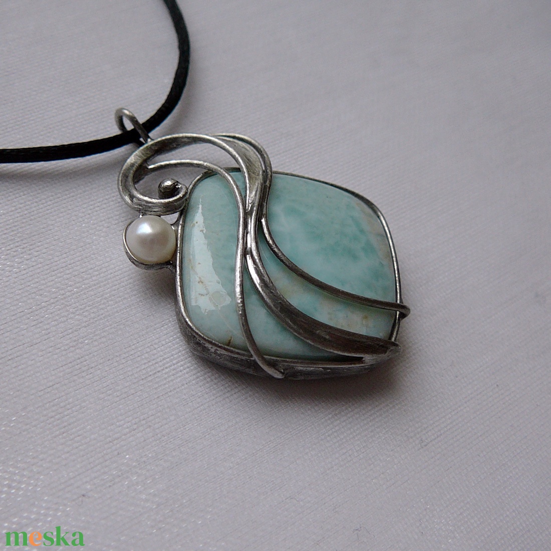Larimár medál - ékszer - nyaklánc - medálos nyaklánc - Meska.hu