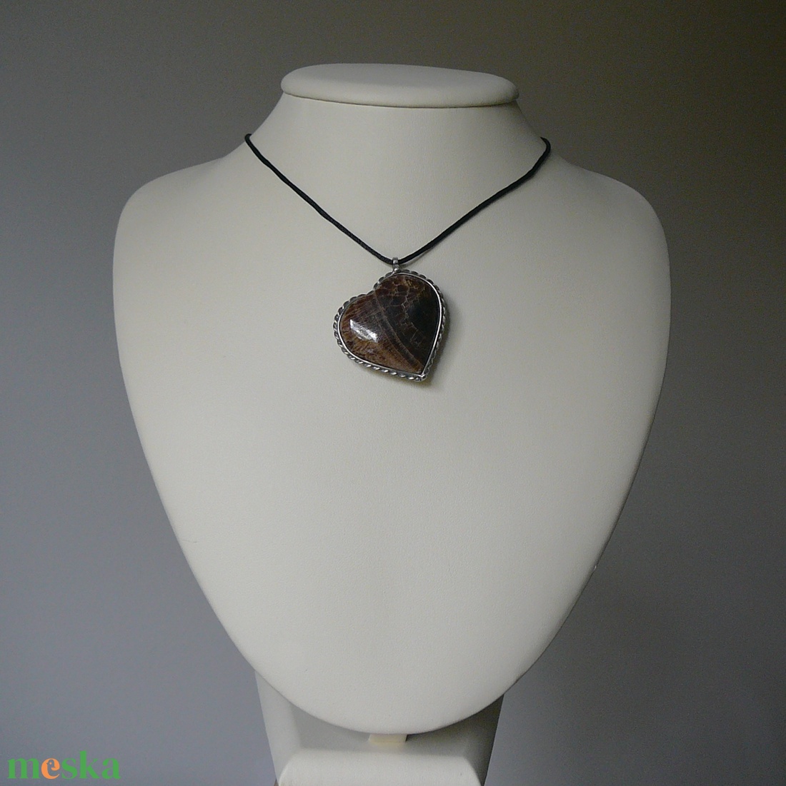 Barna opál szív medál - ékszer - nyaklánc - medálos nyaklánc - Meska.hu