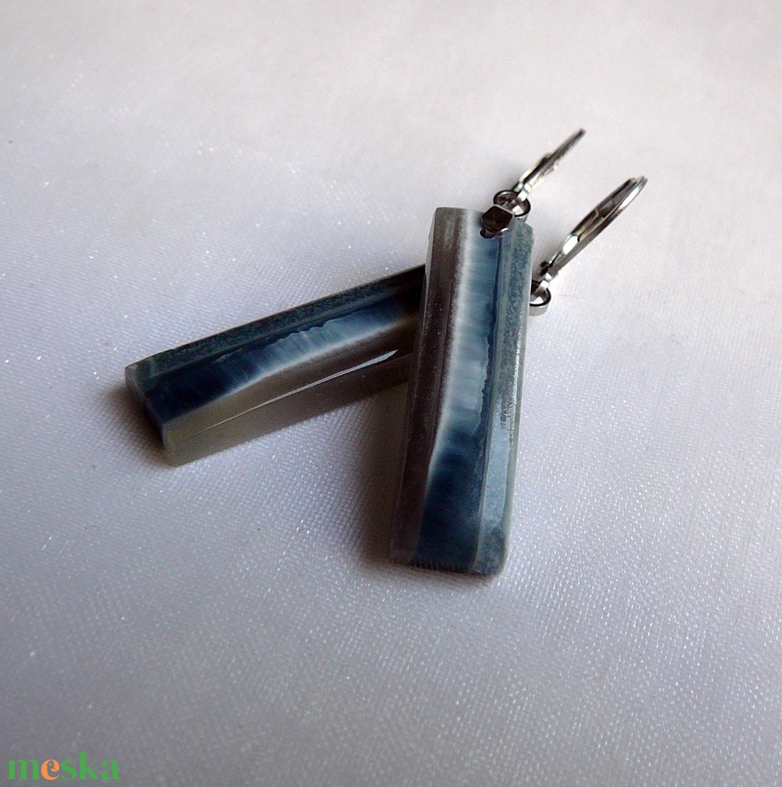 Kék opál fülbevaló - ékszer - fülbevaló - lógó csepp fülbevaló - Meska.hu