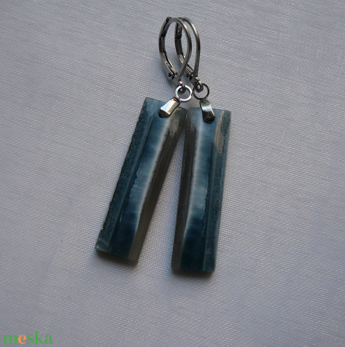 Kék opál fülbevaló - ékszer - fülbevaló - lógó csepp fülbevaló - Meska.hu