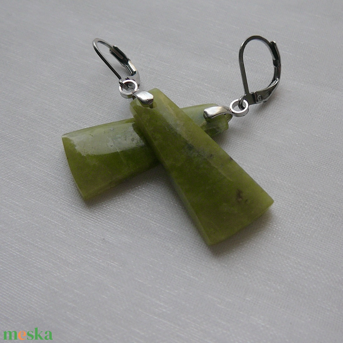 Zöld opál fülbevaló - ékszer - fülbevaló - lógó csepp fülbevaló - Meska.hu