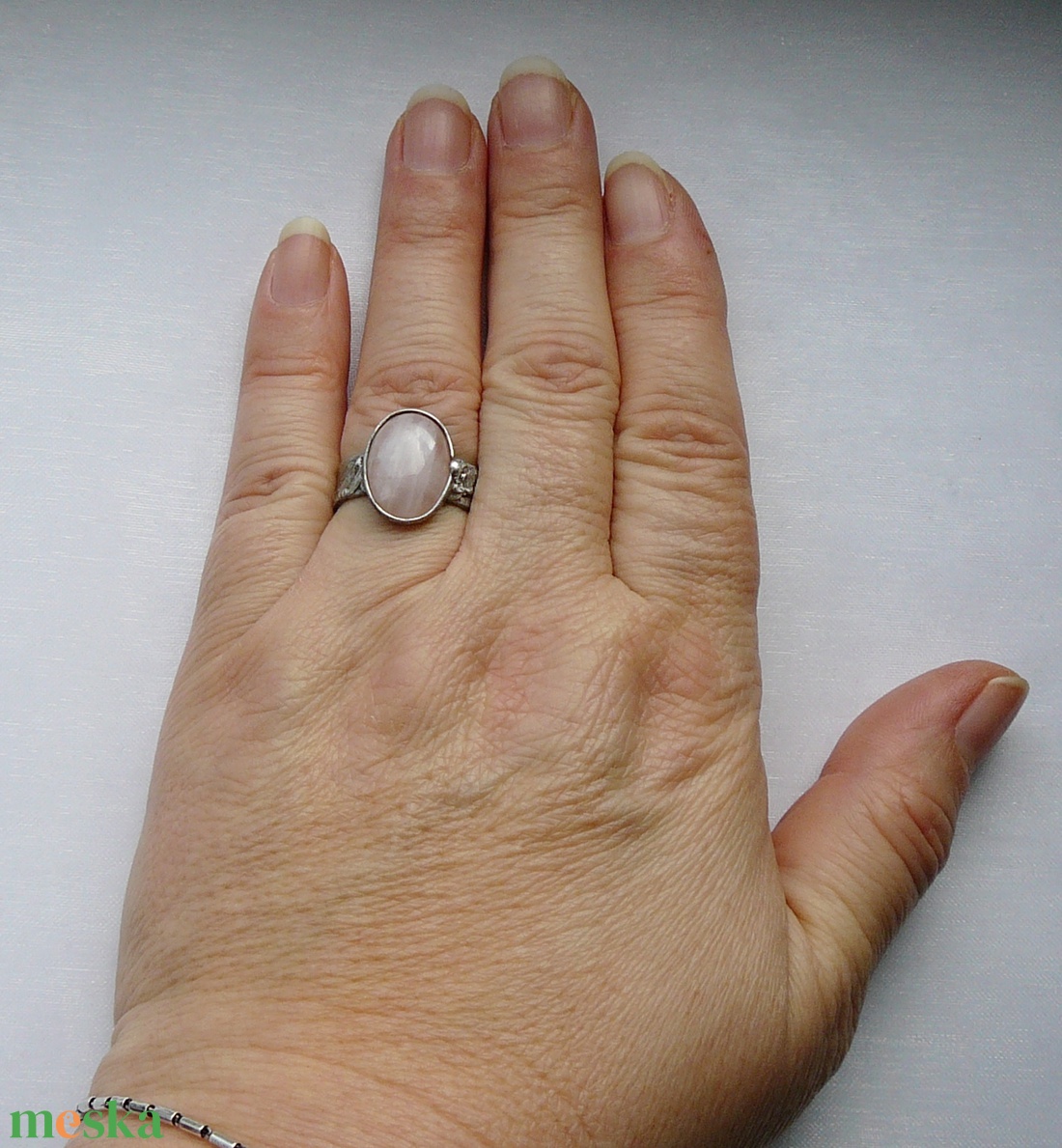 Rózsakvarc gyűrű - ékszer - gyűrű - szoliter gyűrű - Meska.hu