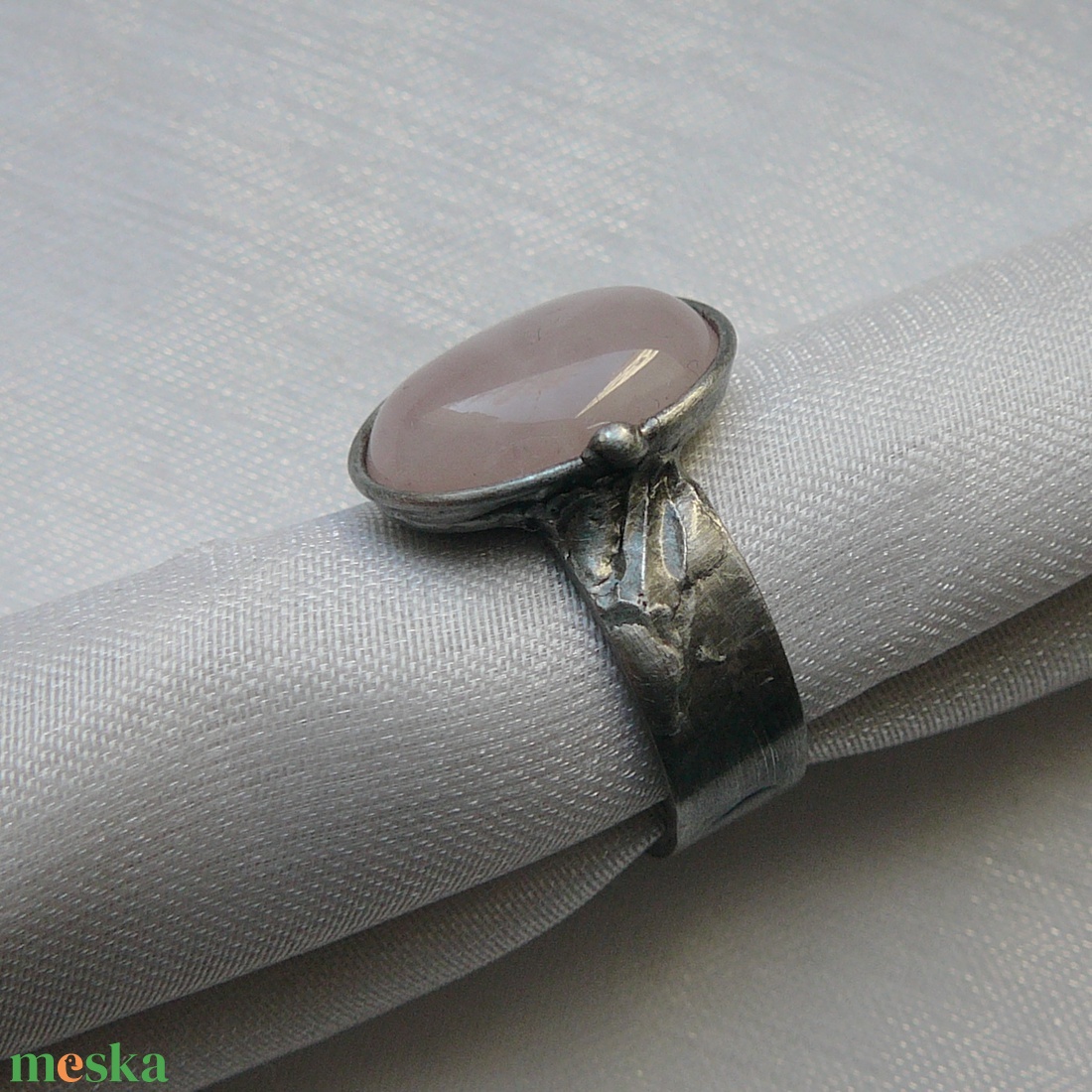 Rózsakvarc gyűrű - ékszer - gyűrű - szoliter gyűrű - Meska.hu