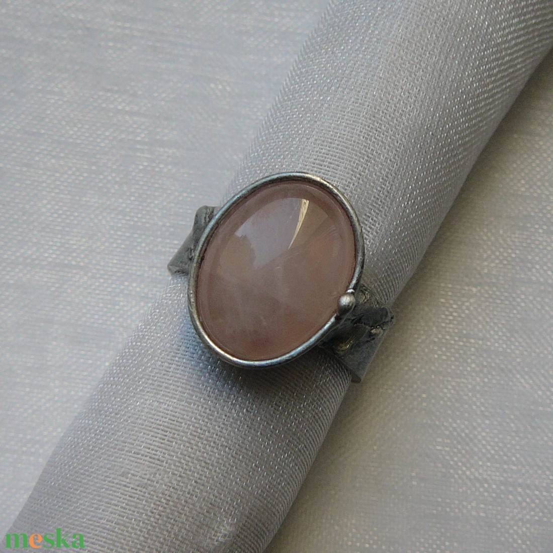 Rózsakvarc gyűrű - ékszer - gyűrű - szoliter gyűrű - Meska.hu