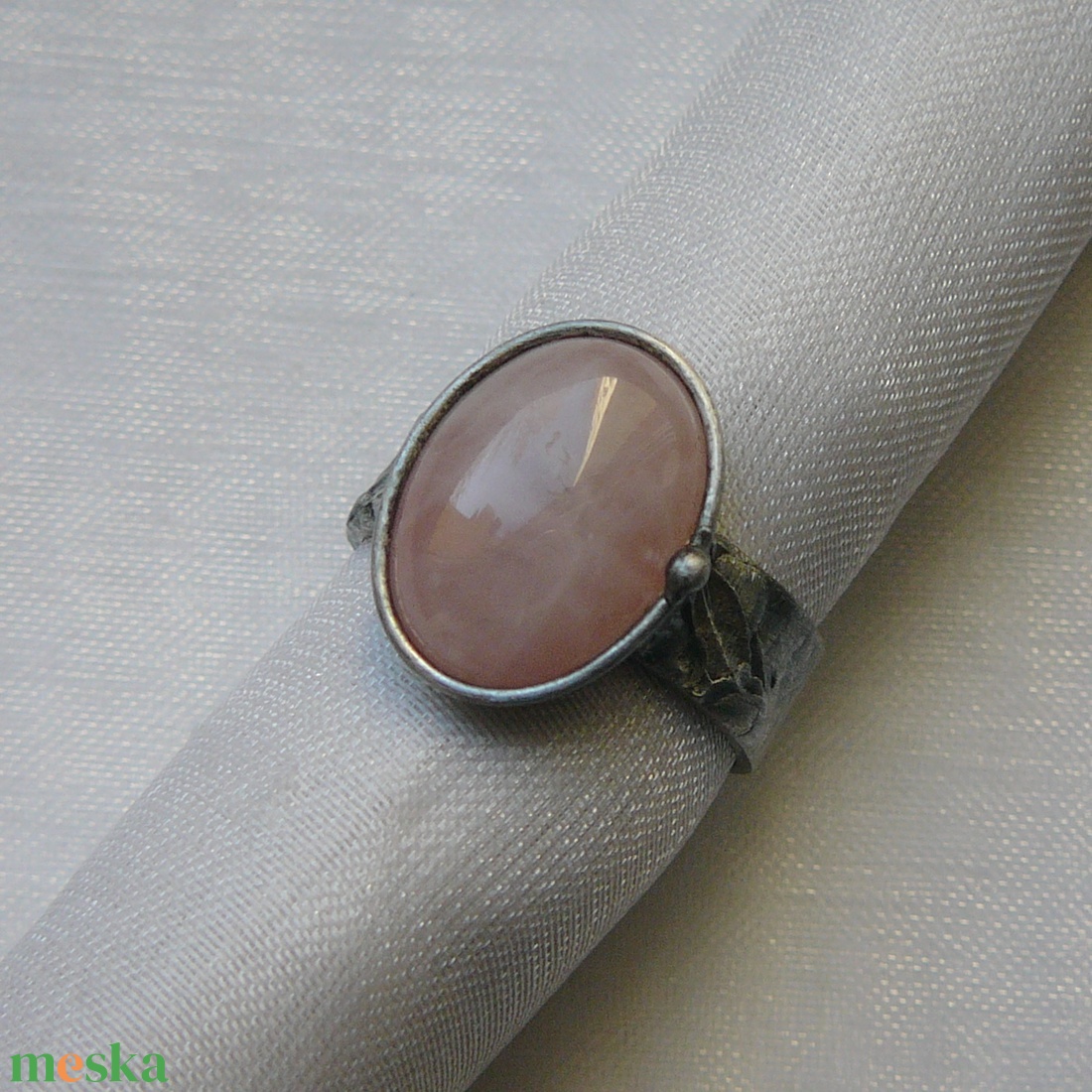 Rózsakvarc gyűrű - ékszer - gyűrű - szoliter gyűrű - Meska.hu