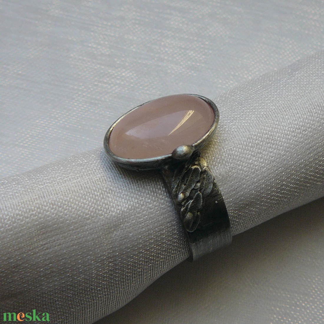 Rózsakvarc gyűrű - ékszer - gyűrű - szoliter gyűrű - Meska.hu