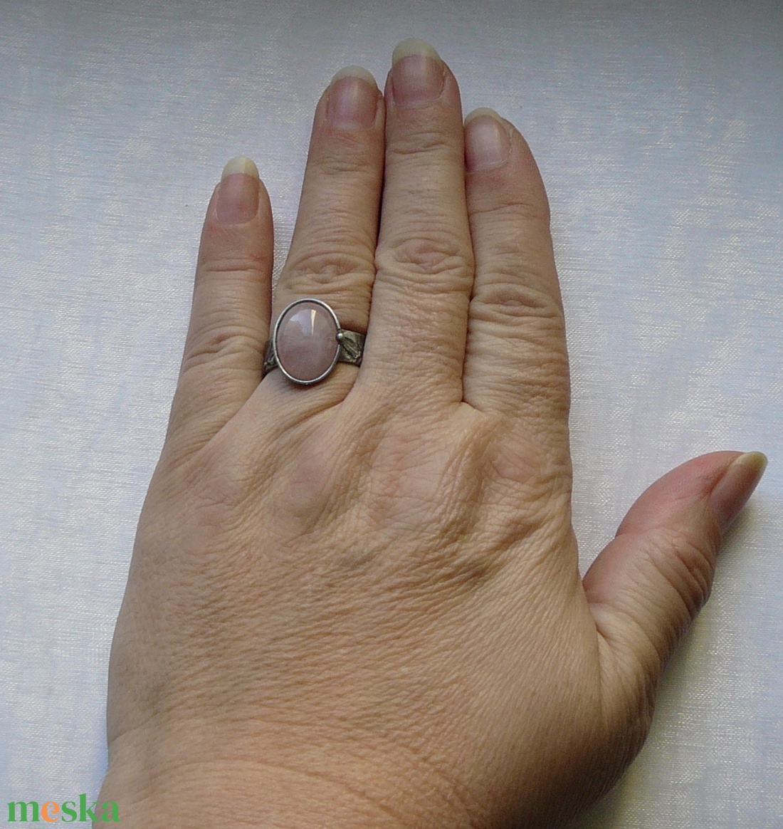 Rózsakvarc gyűrű - ékszer - gyűrű - szoliter gyűrű - Meska.hu