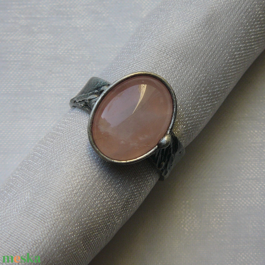 Rózsakvarc gyűrű - ékszer - gyűrű - szoliter gyűrű - Meska.hu