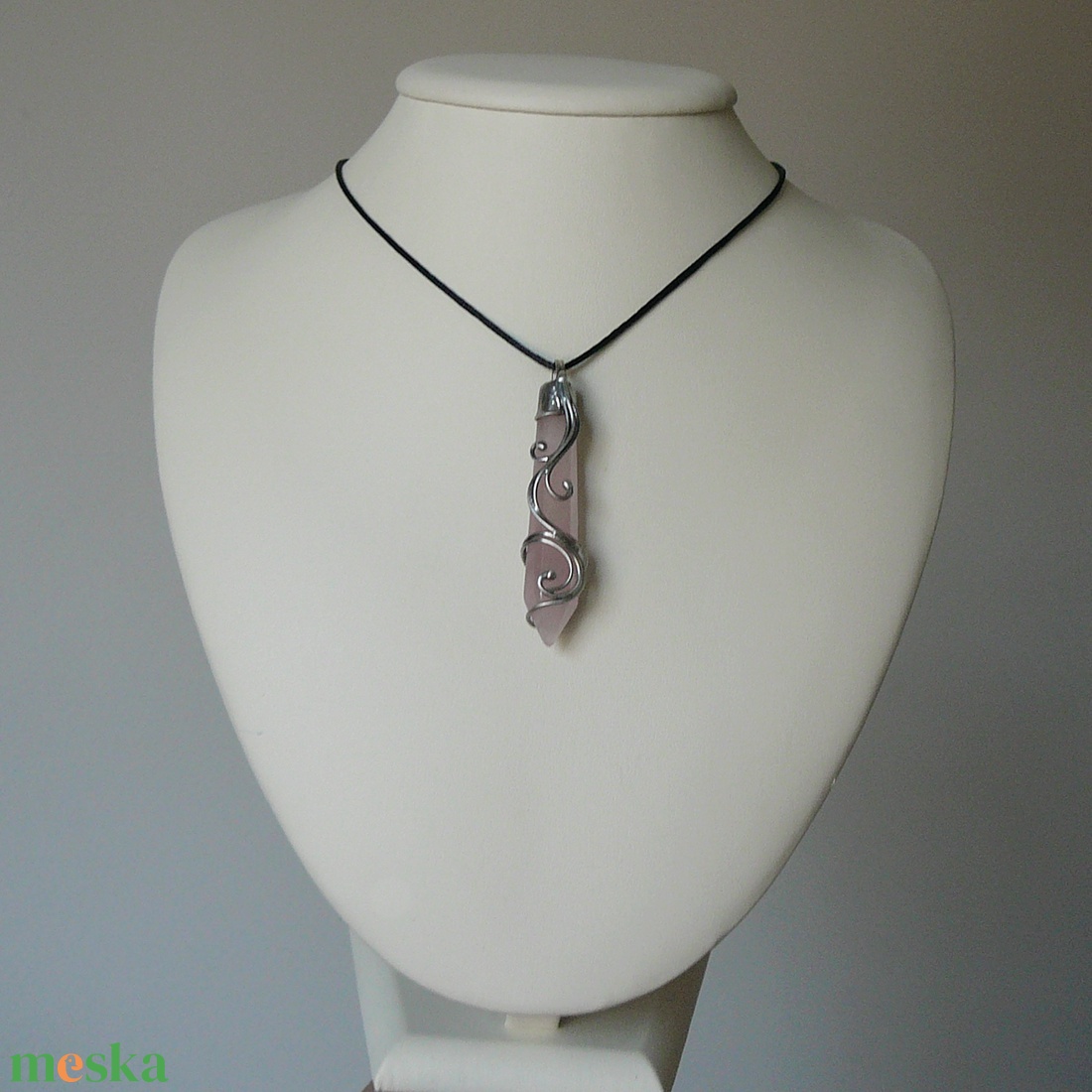 Rózsakvarc inga medál - ékszer - nyaklánc - medálos nyaklánc - Meska.hu