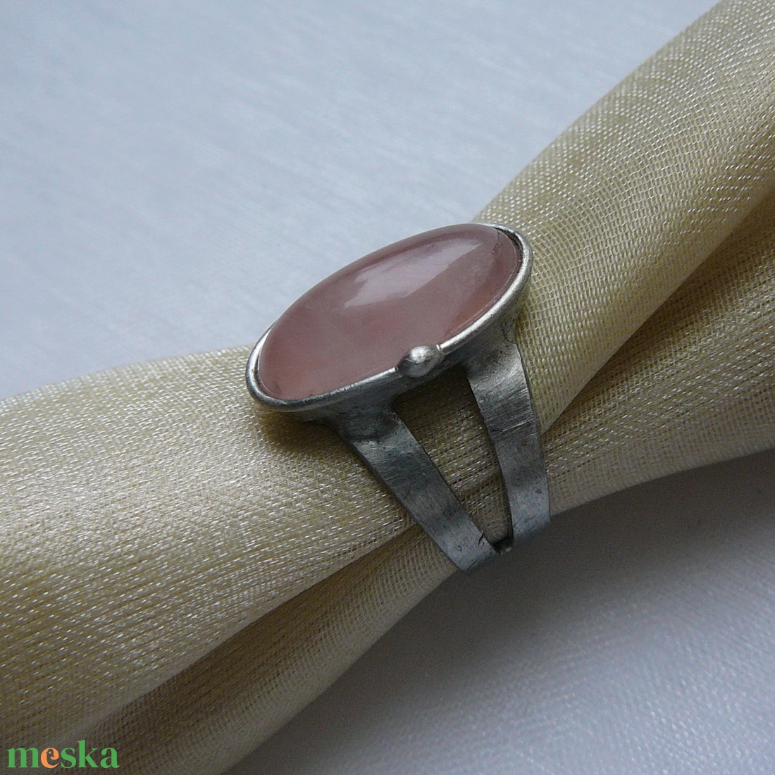 Rózsakvarc gyűrű - ékszer - gyűrű - szoliter gyűrű - Meska.hu