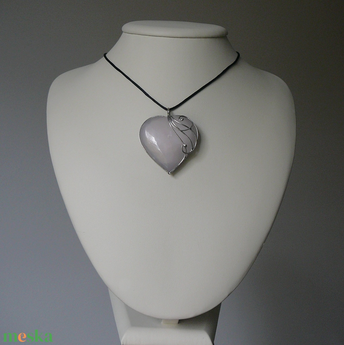 Rózsaszín kalcit szív medál - ékszer - nyaklánc - medálos nyaklánc - Meska.hu