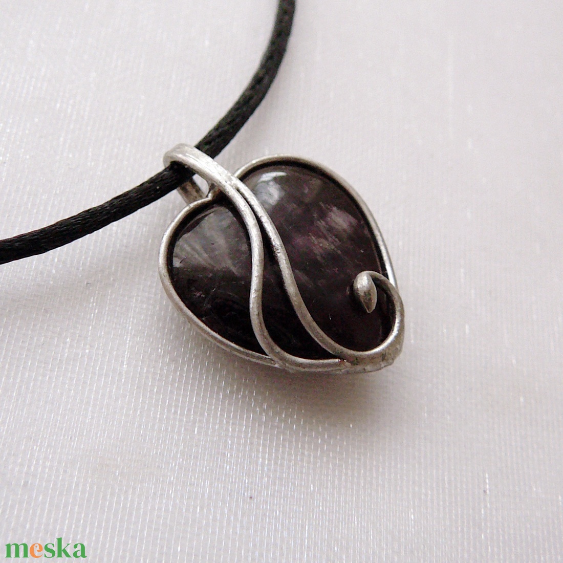 Ametiszt mini szív medál - ékszer - nyaklánc - medálos nyaklánc - Meska.hu