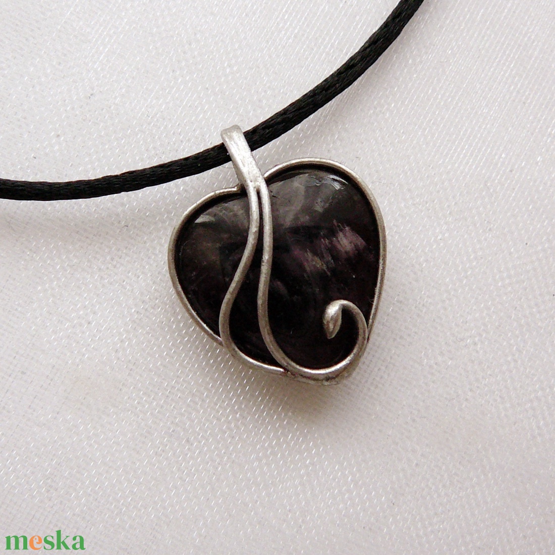 Ametiszt mini szív medál - ékszer - nyaklánc - medálos nyaklánc - Meska.hu