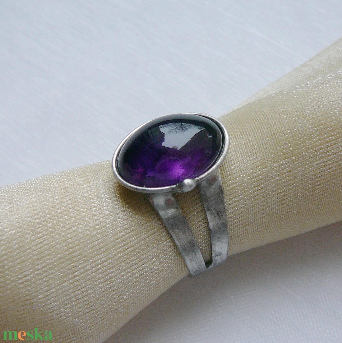 Ametiszt gyűrű - ékszer - gyűrű - statement gyűrű - Meska.hu