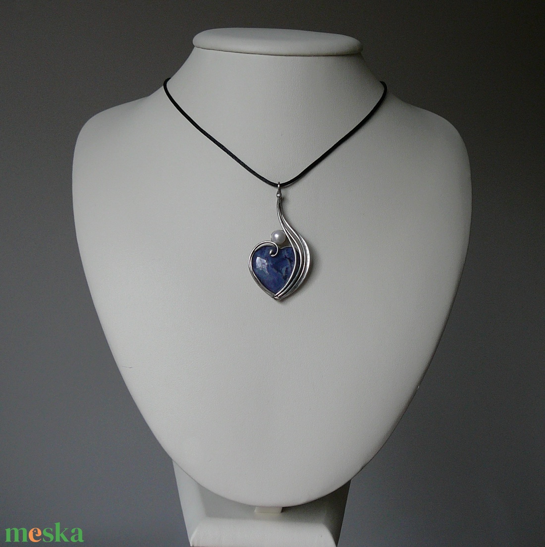 Szodalit medál - ékszer - fülbevaló - lógó fülbevaló - Meska.hu