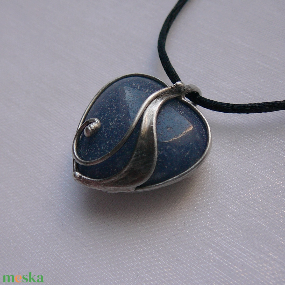 Kék kvarc mini szív medál - ékszer - nyaklánc - medálos nyaklánc - Meska.hu