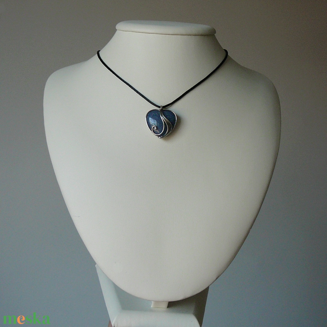 Kék kvarc mini szív medál - ékszer - nyaklánc - medálos nyaklánc - Meska.hu