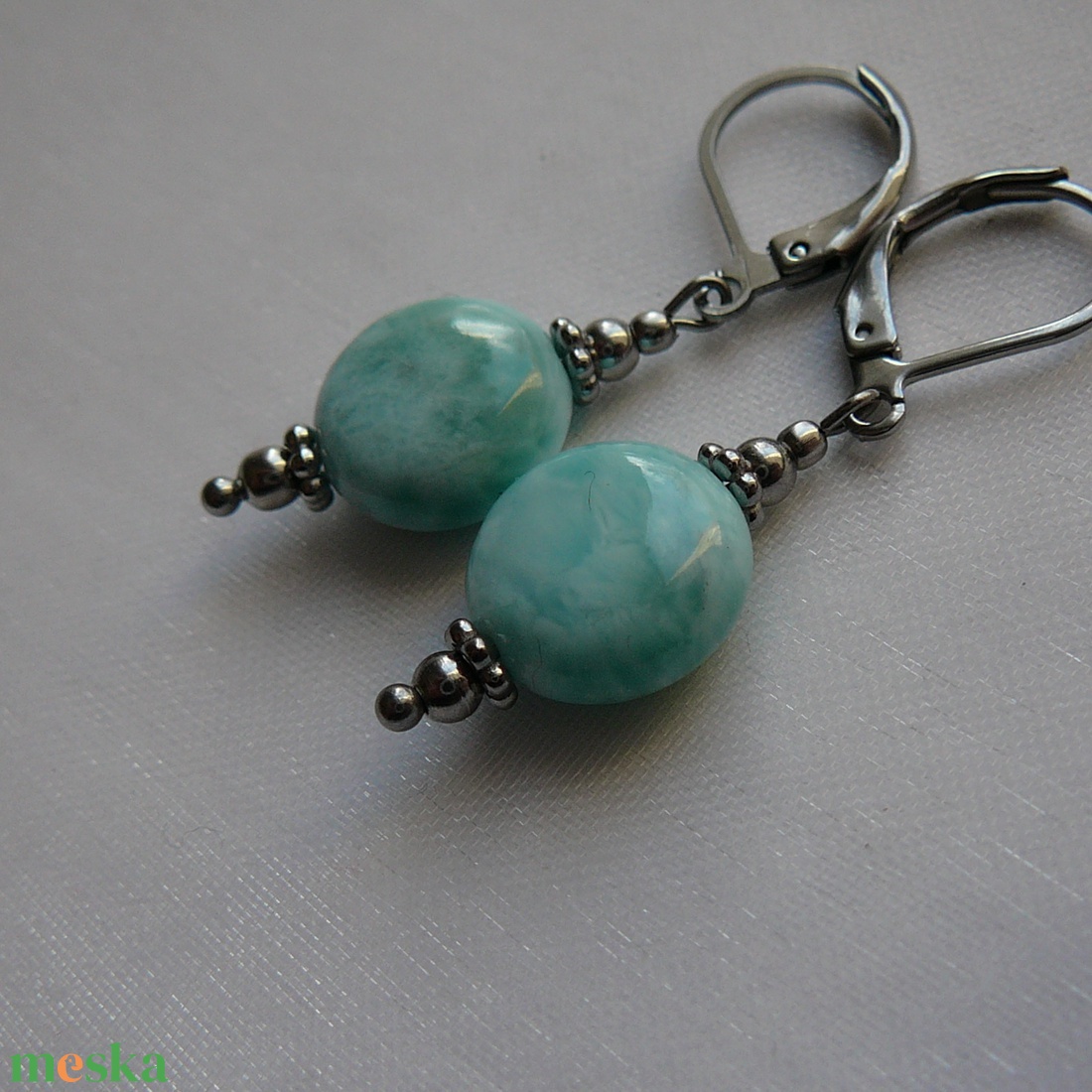 Larimár medálos nyaklánc - ékszer - fülbevaló - lógó fülbevaló - Meska.hu