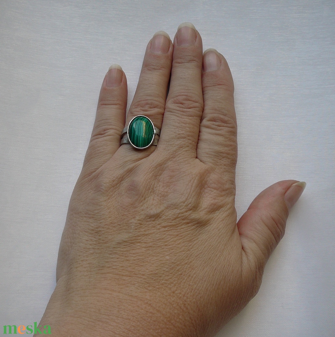 Malachit gyűrű - ékszer - gyűrű - szoliter gyűrű - Meska.hu