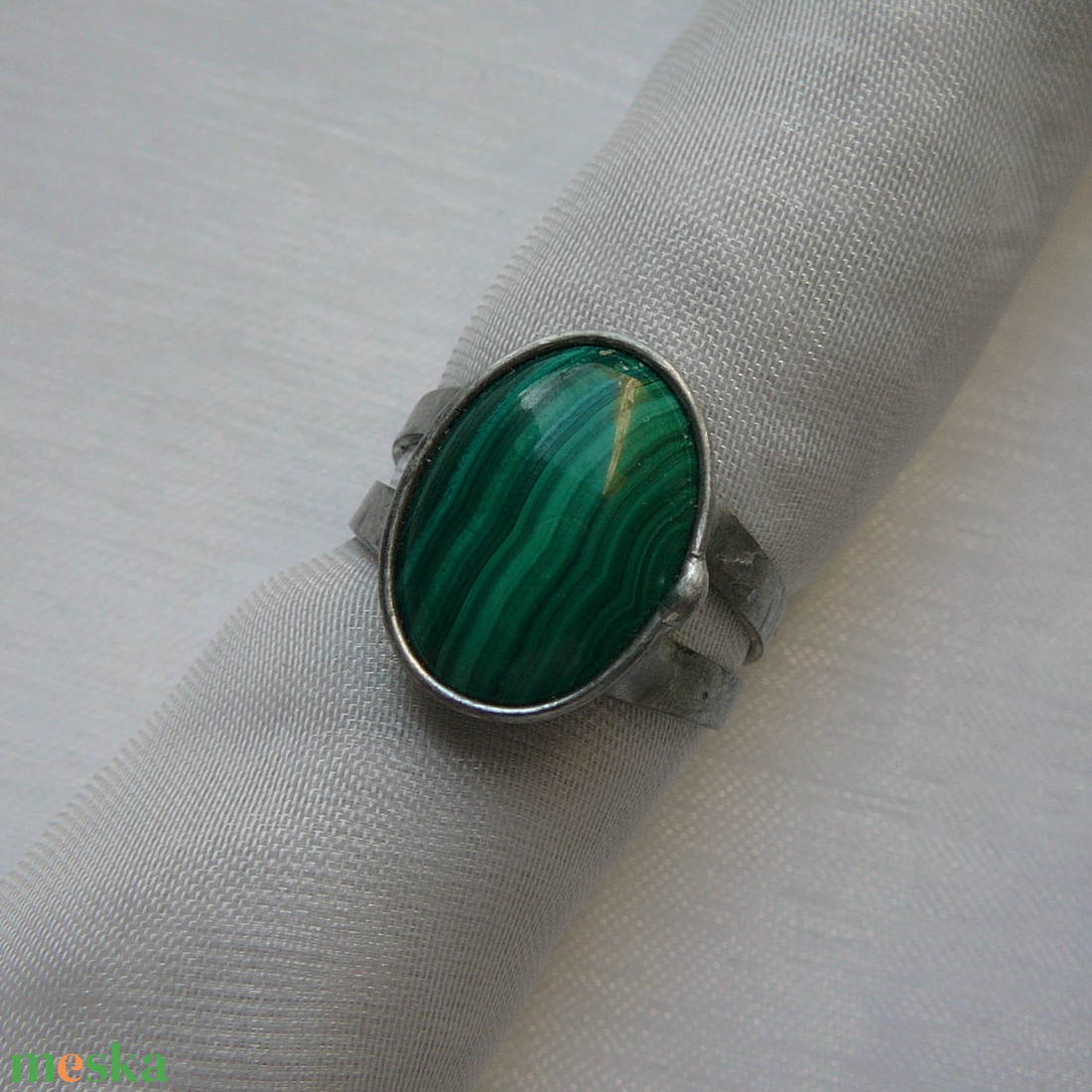 Malachit gyűrű - ékszer - gyűrű - szoliter gyűrű - Meska.hu